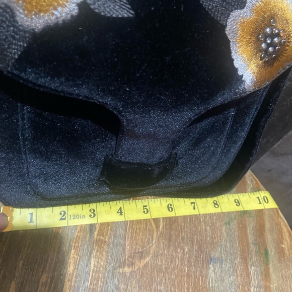 Rebecca Minkoff Crushed Velvet Grey Mini Flower Embellished Crossbody bag Purse - Picture 8 of 10